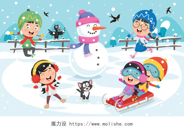 冬天在外面玩耍的孩子幸福童年孩子幸福的人美好童年